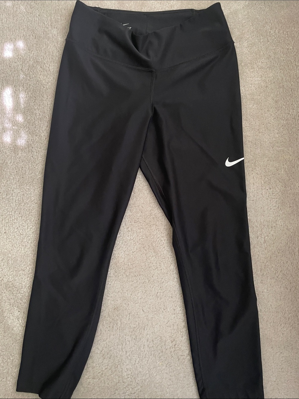 Nike Black Womens' Performance Leggings with White Swoosh Running Hiking